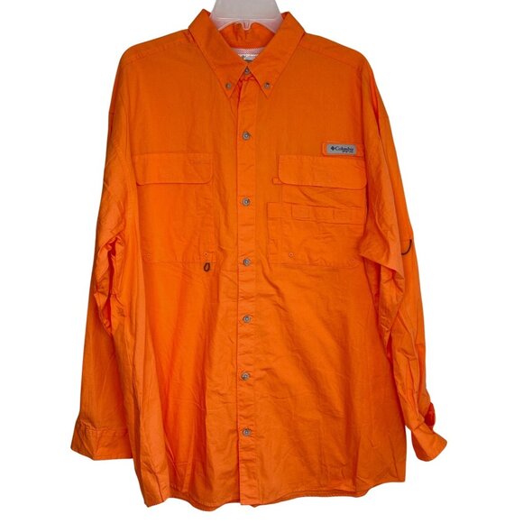 Columbia PFG Professional Fishing Gear LS Shirt Vented Quick Dry Men Size L Oran - Picture 1 of 15